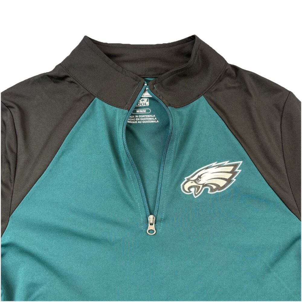 Philadelphia Eagles 1/4 Zip Raglan Womens M Green Black TX3 Cool Thumb Holes